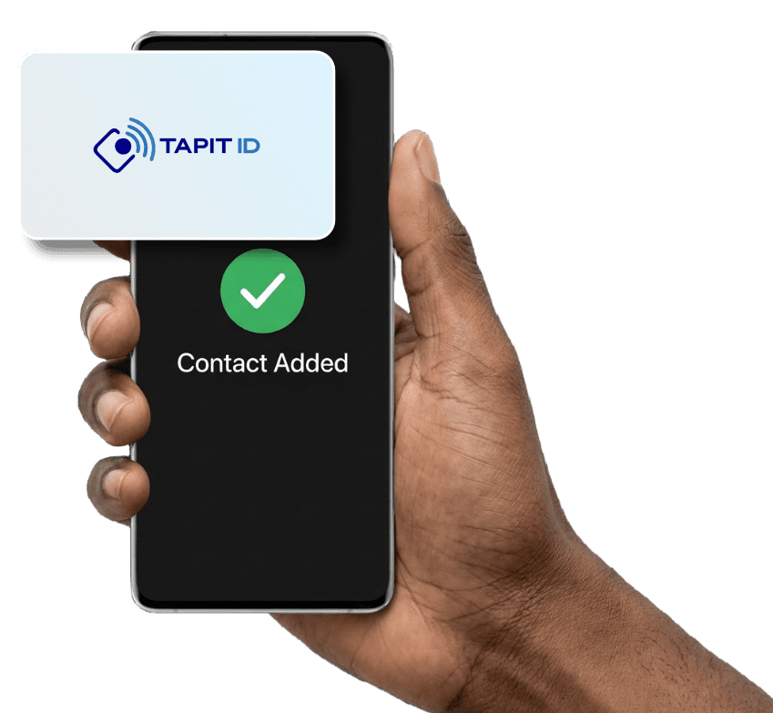 Hand tapping smartphone — TapitID NFC experience